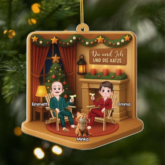 5804OGE1 3d druck effekt du ich und die katzen personalisierter weihnachtsschmuck_ acryl paar 5804OKQQD