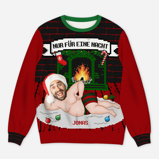 5813WGE1 nur fur eine nacht lustiger weihnachtspullover personalisiert_ mit gesicht 5813W3QAB