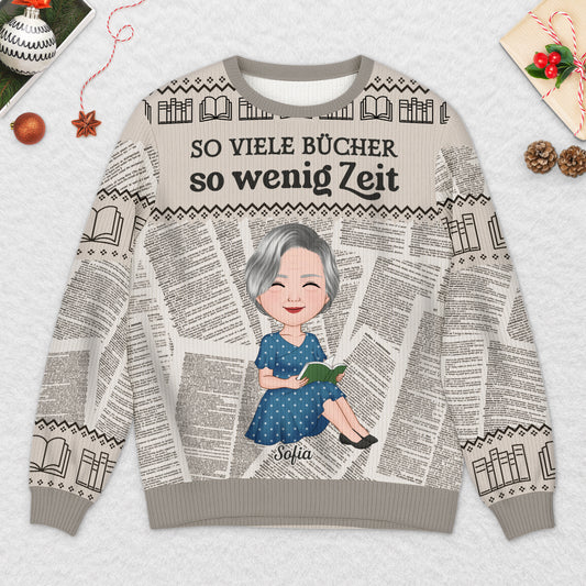 5814WGE2 ein madchen die bucher liebt weihnachtspullover damen personalisiert leseratten 5814WKMZA