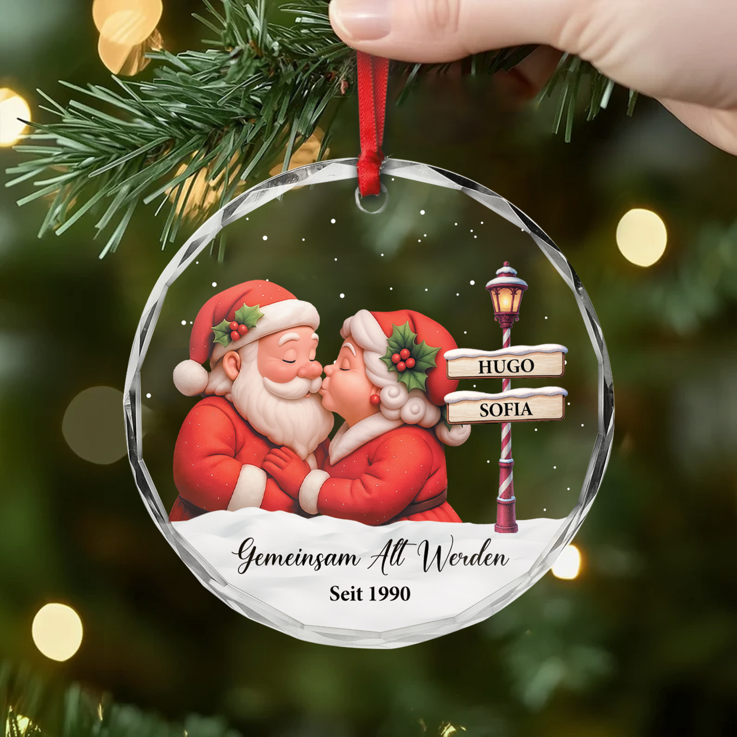 5836OGE2 gemeinsam alt werden seit weihnachtsmann frau personalisierter weihnachtsschmuck glas paar 5836OTT5G_1
