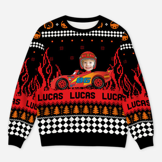 5847WGE1 kinder gokart personalisierter weihnachtspullover_ kind mit gesicht 5847WTQMK