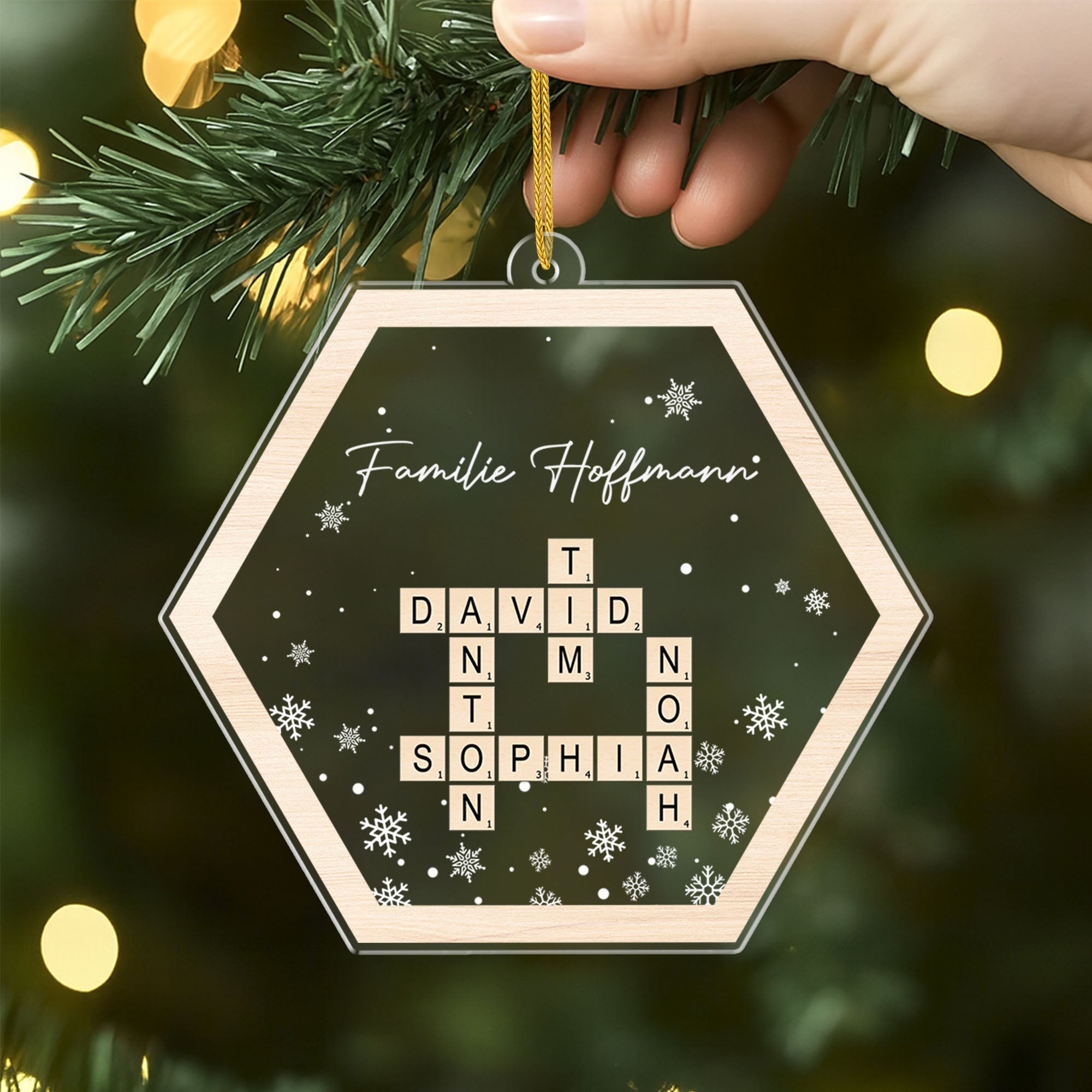 5863OGE2 familie mit namen weihnachtsschmuck acryl kreuzwortratsel personalisiert 5863OKHQI