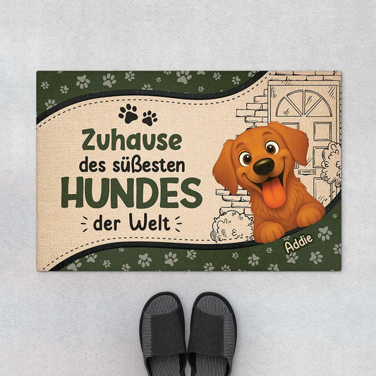 5872DGE2 zuhause der sussesten hunde der welt fussmatte personalisiert hund_ 5872D8LZC_2