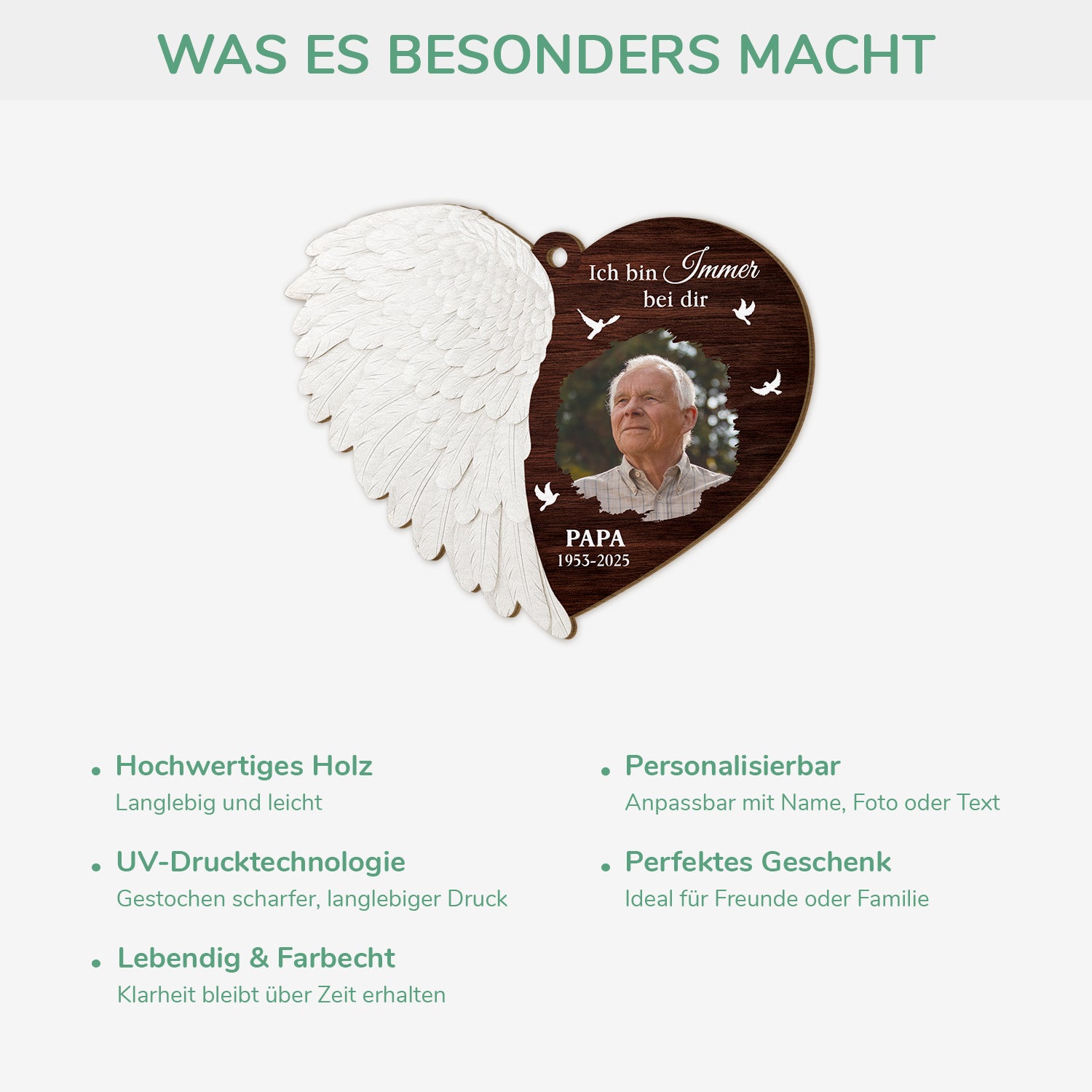 5920OGE4 ich bin immer bei dir personalisierte 1 schicht holz ornamente papa mit foto weihnachten zur erinnerung 5920O8TCB