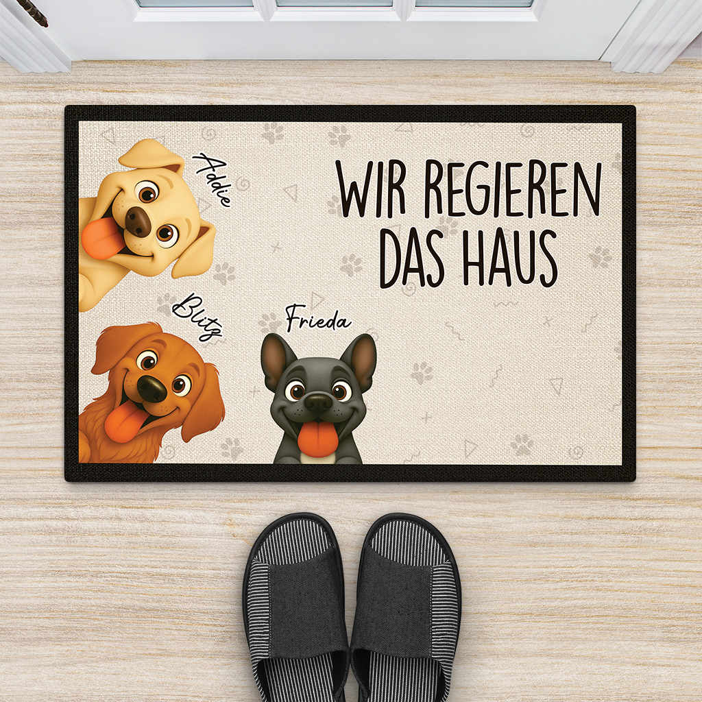 5925DGE2 wir regieren das haus fussmatte hunde personalisiert_ 5925D8H0C