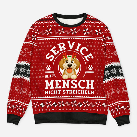5943WGE1 service mensch nicht streicheln weihnachtspullover hund personalisiert 5943WKKNC