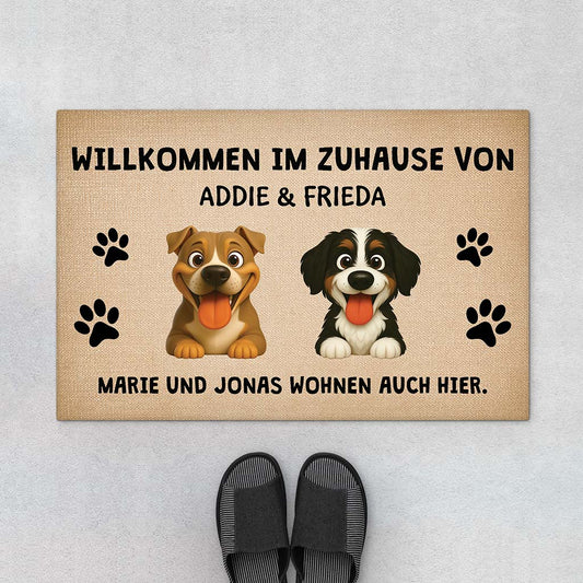 5945DGE1 willkommen bei fussmatte personalisiert hund_ cartoon 5945DKL0C