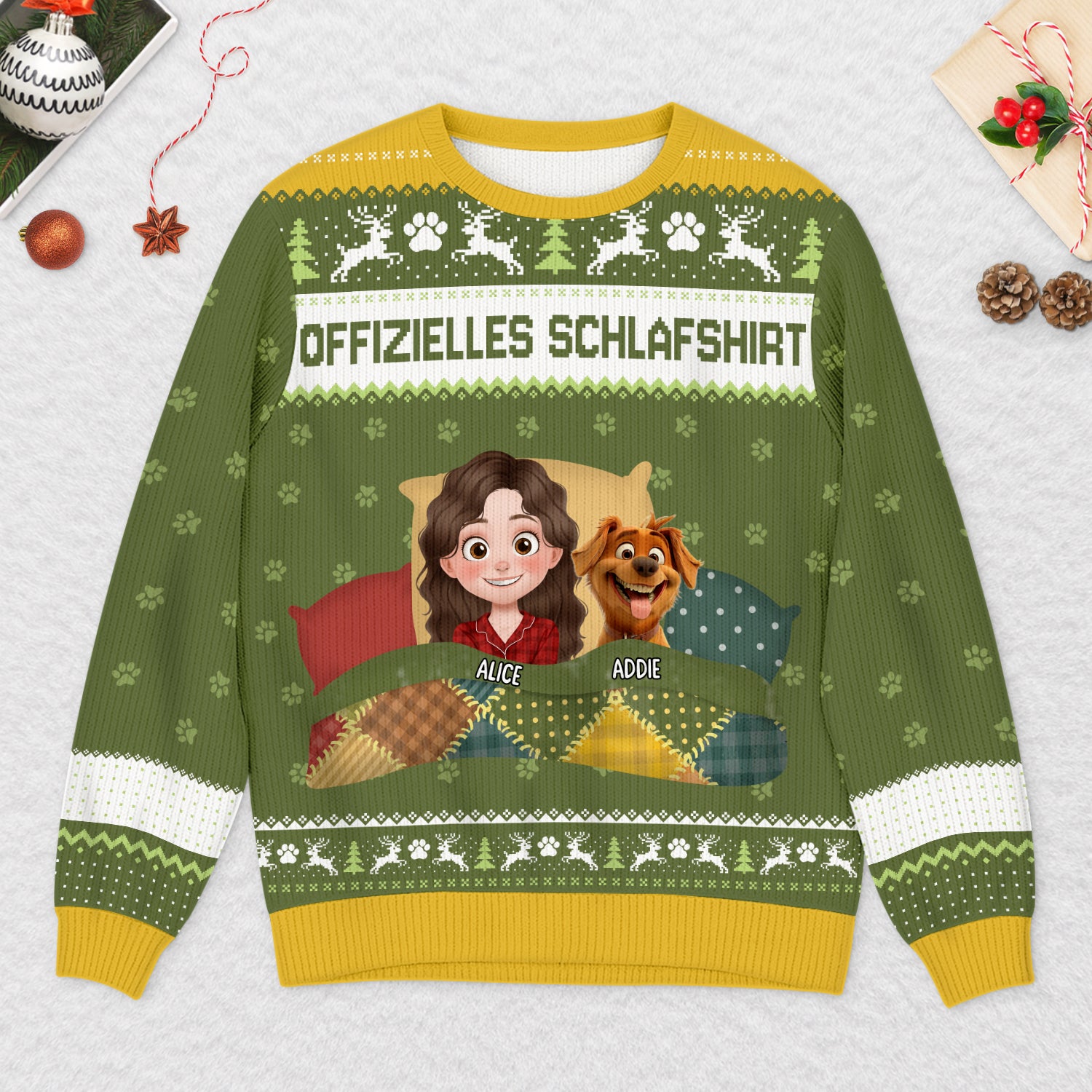 5947WGE2 offizielles schlafshirt weihnachtspullover hund personalisiert 5947WKLNC