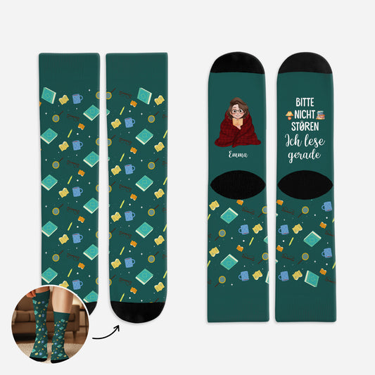 5960JGE1 bitte nicht storen ich lese gerade socken personalisieren text_ leseratten_ manner frauen 5960J8MAA