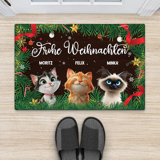 5974DGE2 meowy catmas weihnachten fussmatte katzen personalisiert 5974DTKAD