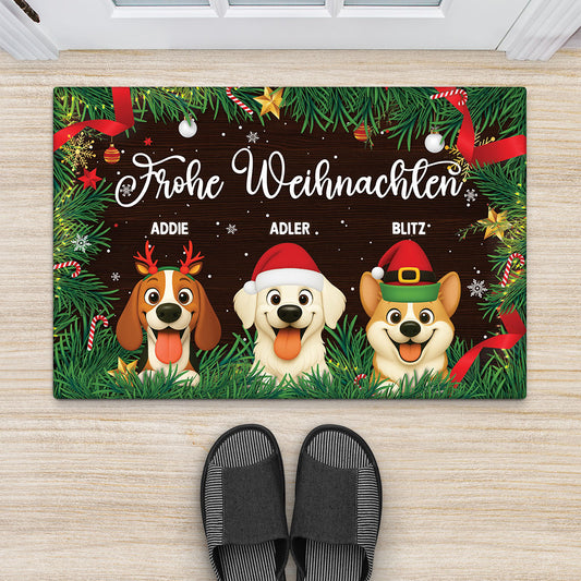 5974DGE2 merry woofmas weihnachten fussmatte personalisiert hund_ 5974DTKAC