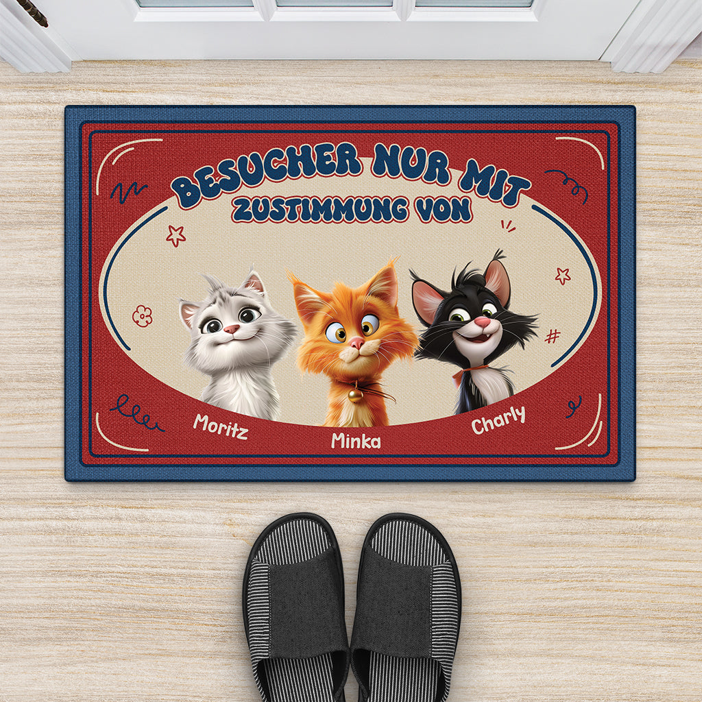 5981DGE2 besucher nur mit genehmigung der katze cartoon fussmatte katzen personalisiert 5981D8TZD