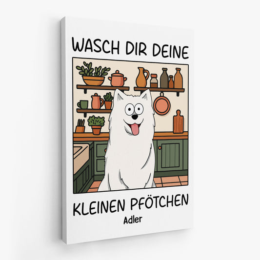 5990CGE1 wasch dir deine kleinen pfotchen hund leinwand personalisiert 5990C36QC2