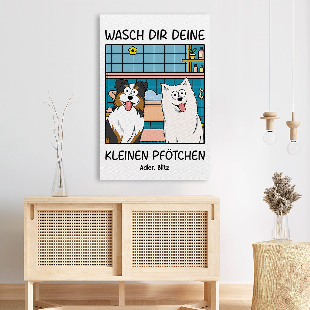 5990CGE1 wasch dir deine kleinen pfotchen hund leinwand personalisiert 5990C36QC3