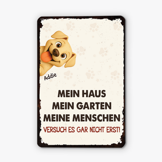 6028EGE2 mein haus mein garten meine menschen turschild hund personalisiert_ metall 6028E8T5D