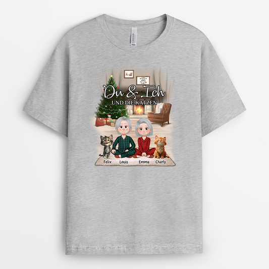 6031AGE2 du ich und die katzen weihnachtsten partner t shirt personalisiert 6031AKH5D