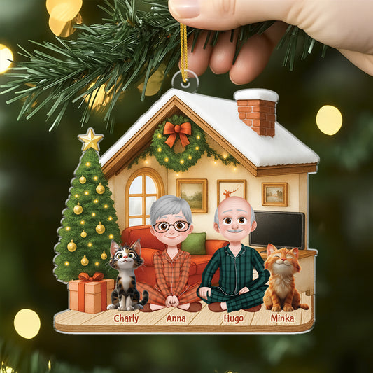 6032OGE2 du ich und die katzen personalisierter weihnachtsschmuck_ acryl schwules paar 6032O