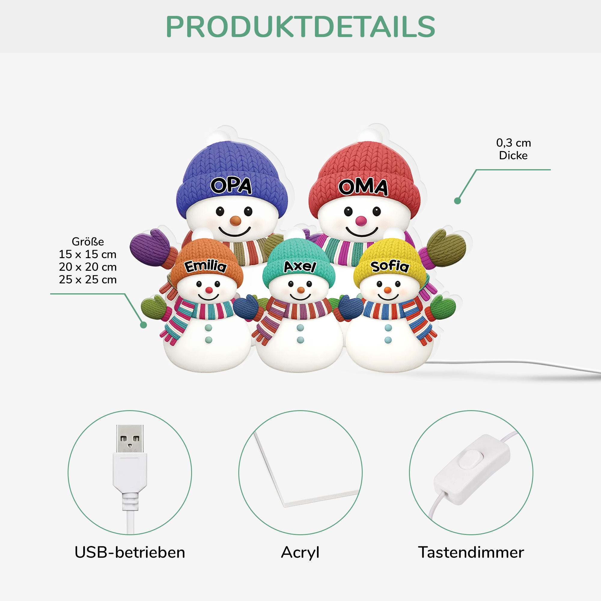 6056LGE3 familie schneemann personalisierte lightbox weihnachten 6056L3Q5A