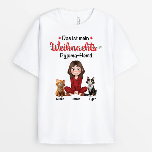6063AGE1 das ist mein weihnachtspyjama hemd katzen t shirt personalisiert 6063A8LND