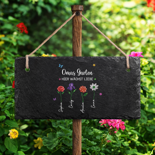 6082AGE2 omas garten hier wachst liebe personalisiertes geschenk  uv druck schiefer gartenschild omamama 6082ae6h5a