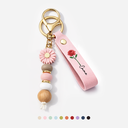 6082MGE1 name  glitzer blumen personalisierte geschenke fur frauen  uv druck daisy schlusselanhanger perlen 6082mj6h5a