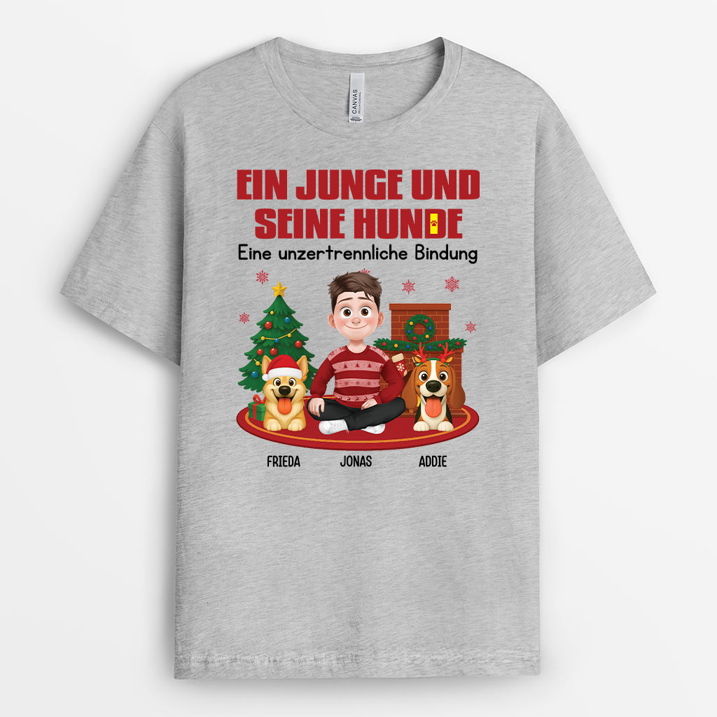 6084AGE2 ein madchen und ihr hund eine unzertrennliche bindung weihnachts t shirt hund personalisiert 6084ATMCC