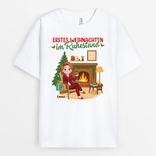 6095AGE1 erstes weihnachten im ruhestand personalisiertes t shirt rente herren_ damen 6095ATLNA