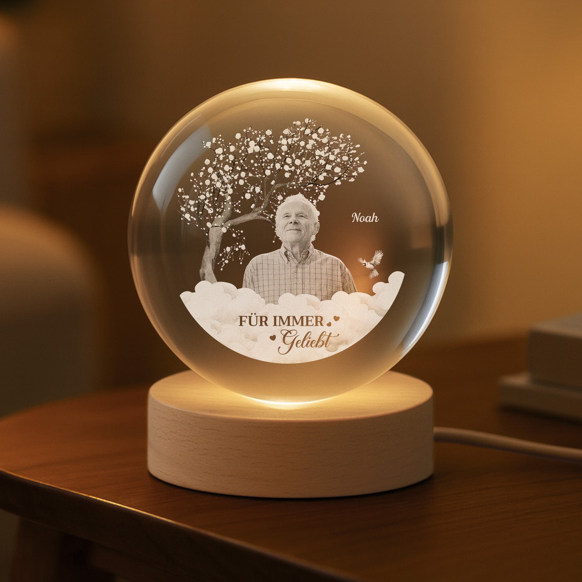 6116LGE2 ich bin immer bei dir kristallkugel personalisiert_ papa mit foto zur erinnerung 6116L8LAB