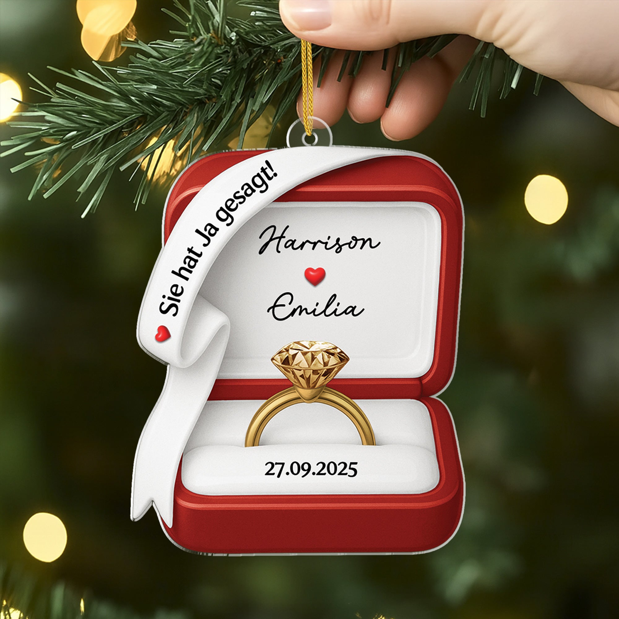 6123OGE2 sie hat ja gesagt acryl weihnachtsschmuck personalisiert_ zur hochzeit verlobung 6123O8TAG
