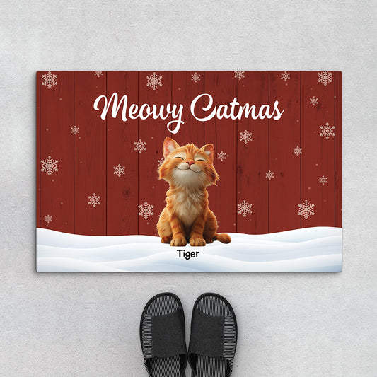 6155DGE1 frohe weihnachten fussmatte katzen personalisiert 6155DTTND