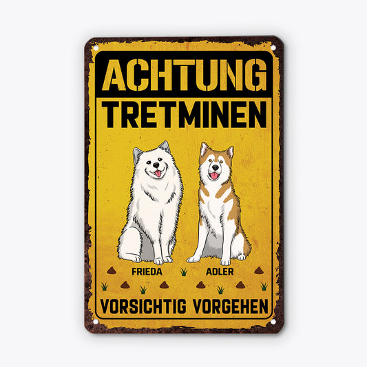 6157EGE2 achtung tretminen vorsichtig vorgehen lustiges turschild hund personalisiert_ 6157E8KZC