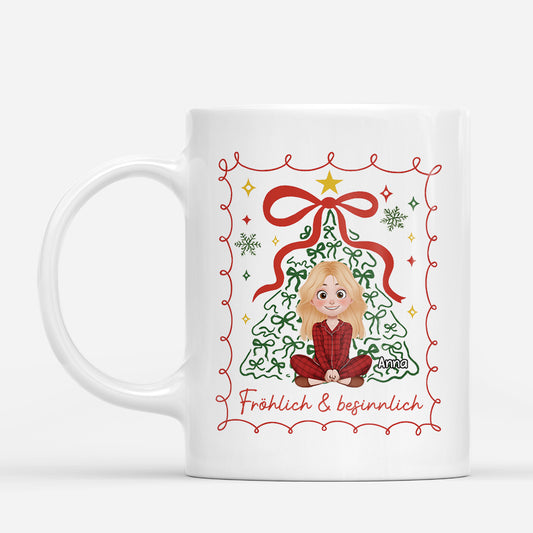 6164MGE1 frohlich besinnlich personalisierte weihnachtstasse manner damen 6164MKP5A