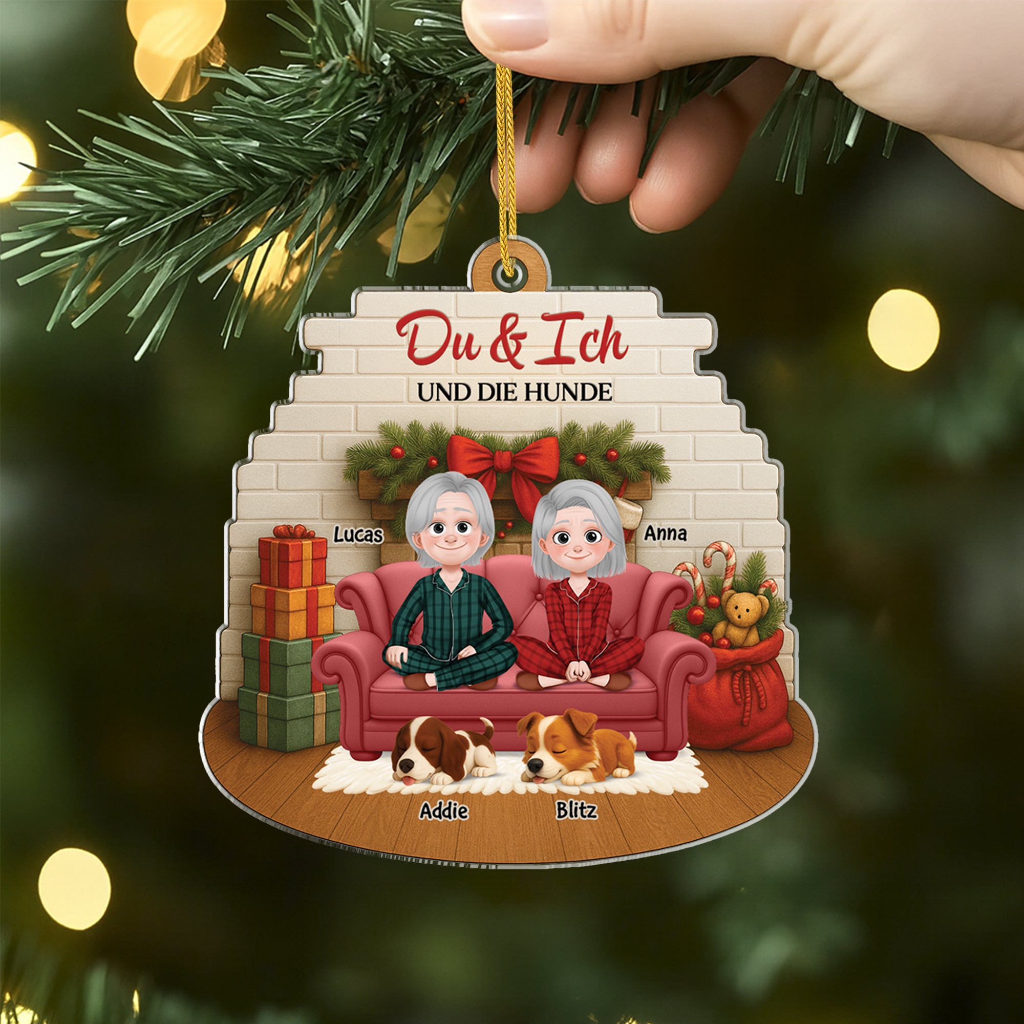 6168OGE2 3d druck effekt du ich und die hunde acryl weihnachtsschmuck personalisiert_ paare 6168O