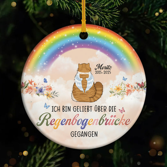 6176OGE1 ich bin geliebt uber die regenbogenbrucke gegangen personalisierte keramik ornamente katzen zur erinnerung 6176OK6QD
