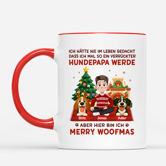 6186MGE1 nie gedacht dass ich zur verruckten hundemama werde hunde weihnachtstasse personalisiert_ 6186MTLZC_2