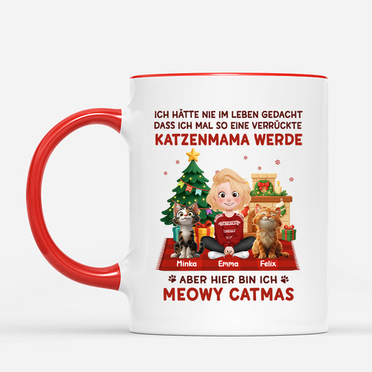 6186MGE2 nie gedacht dass ich zur verruckten katzenmama werde katzen weihnachtstasse personalisiert_ 6186MTLZD