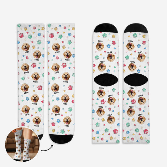 6191JGE1 3d druck effekt katze mit pfoten personalisierte socken foto_ 6191J8TAC