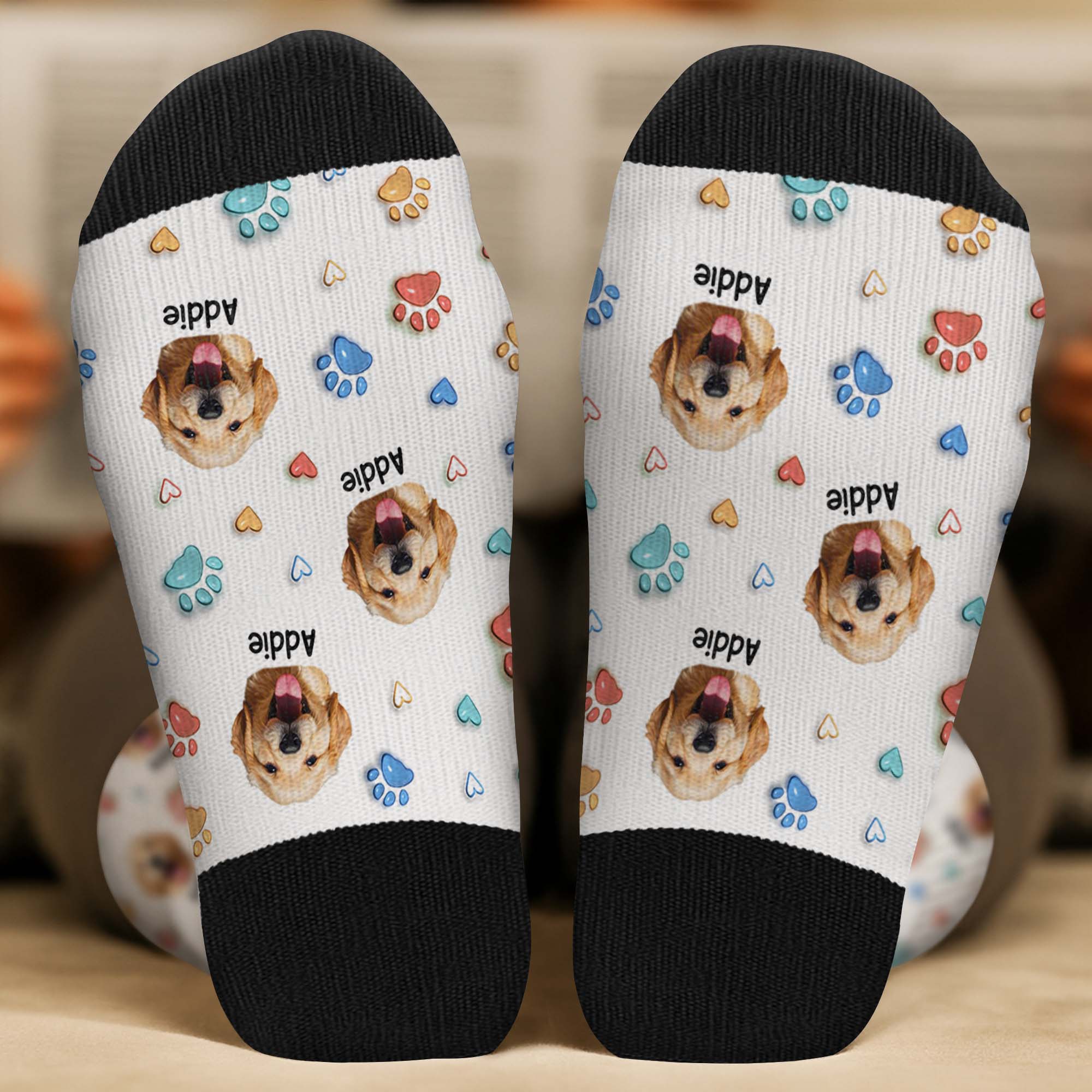 6191JGE2 3d druck effekt katze mit pfoten personalisierte socken foto_ 6191J8TAC