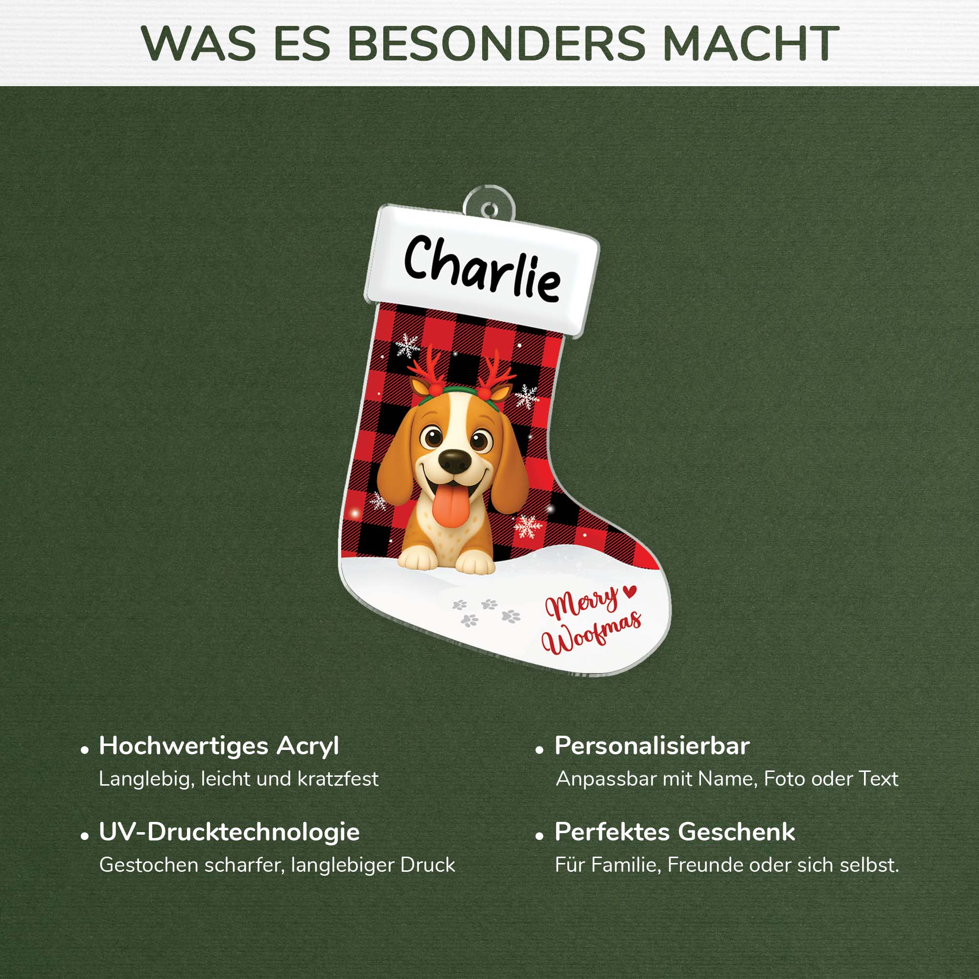 6193OGE1 merry woofmas acryl christbaumschmuck hund personalisiert_ 6193OK6AC4