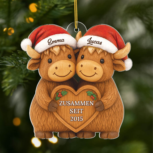 6276OGE1 3d druck effekt gemeinsam alt werden acryl weihnachtsschmuck personalisiert paar schottisches hochlandrind 6276O3QAG