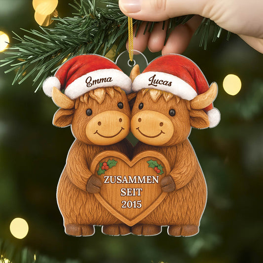 6276OGE2 3d druck effekt gemeinsam alt werden acryl weihnachtsschmuck personalisiert paar schottisches hochlandrind 6276O3QAG