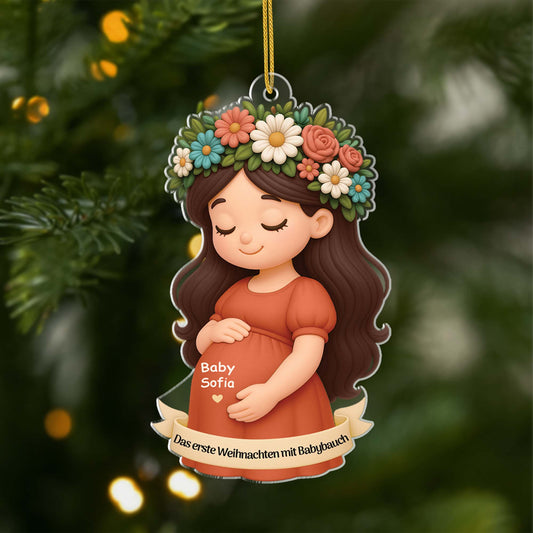 6380OGE1 3d druck effekt das erste weihnachten mit babybauch acryl weihnachtsschmuck personalisiert werdende mama 6380O8PAA