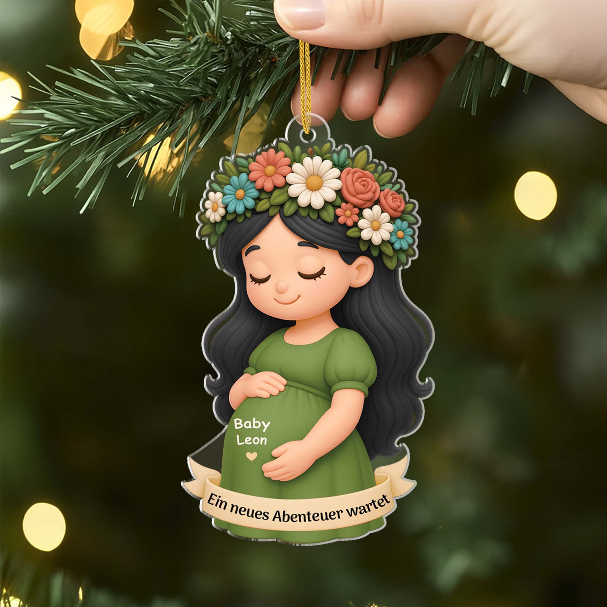 6380OGE2 3d druck effekt das erste weihnachten mit babybauch acryl weihnachtsschmuck personalisiert werdende mama 6380O8PAA
