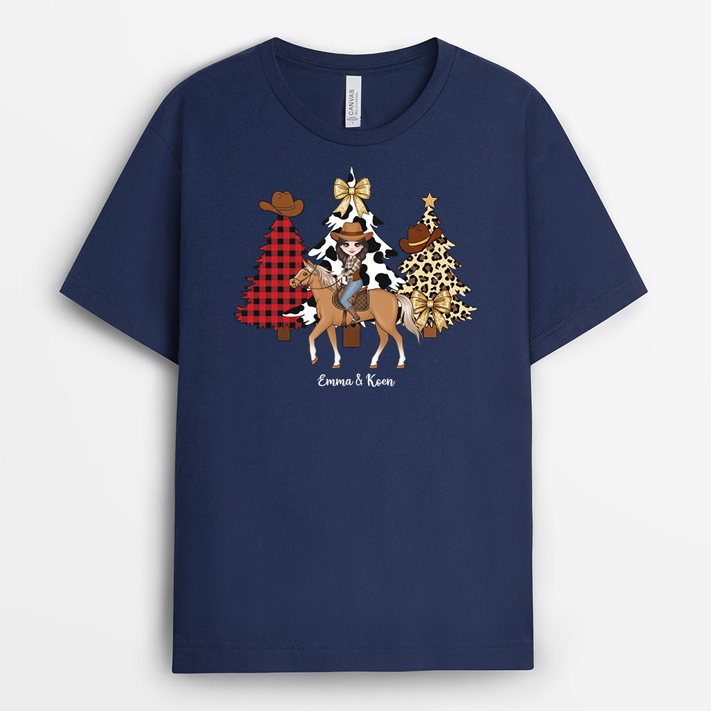 6431AGE2 madchen pferd weihnachten pferde t shirt personalisiert 6431A3MAU