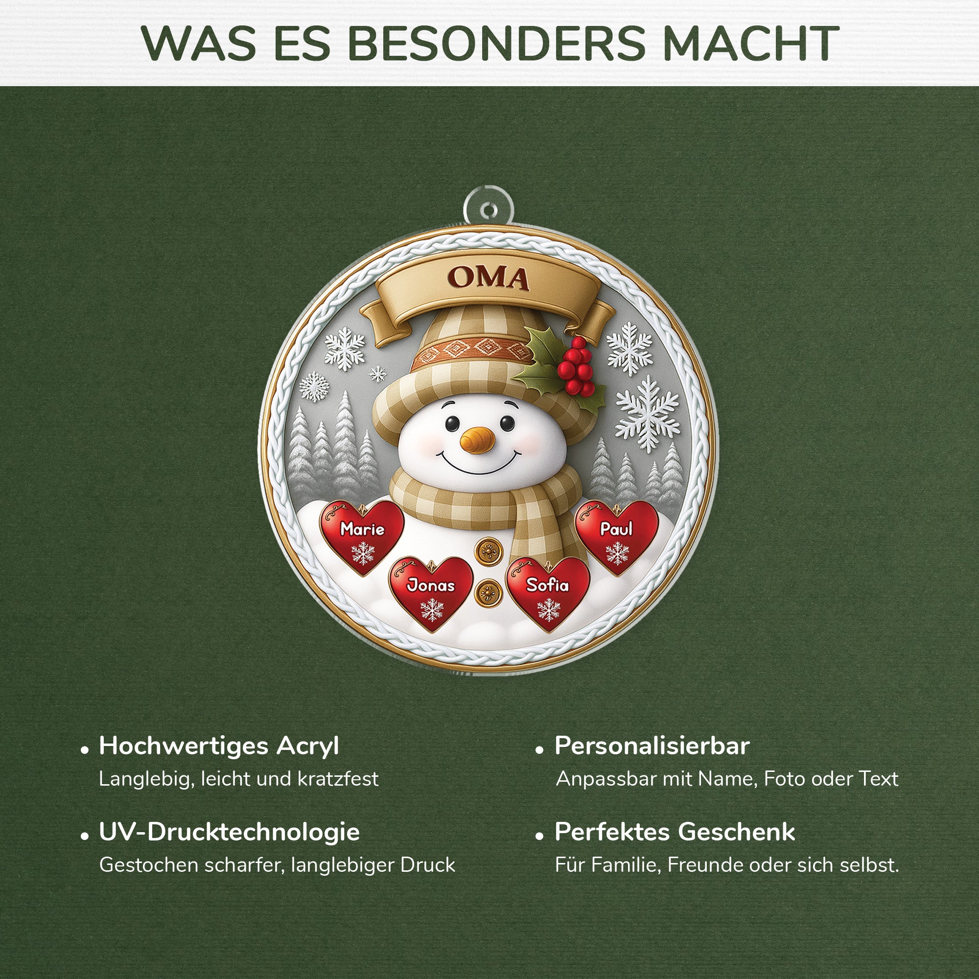 6451OGE4 3d druck effekt schneemann acryl weihnachtsschmuck_ personalisiert mama oma 6451O8QMA