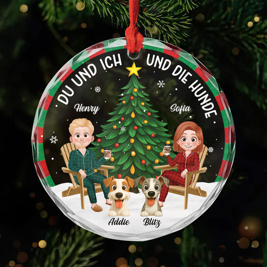 6458OGE1 du ich hunde glas weihnachtsschmuck personalisiert paar 6458O3VMC