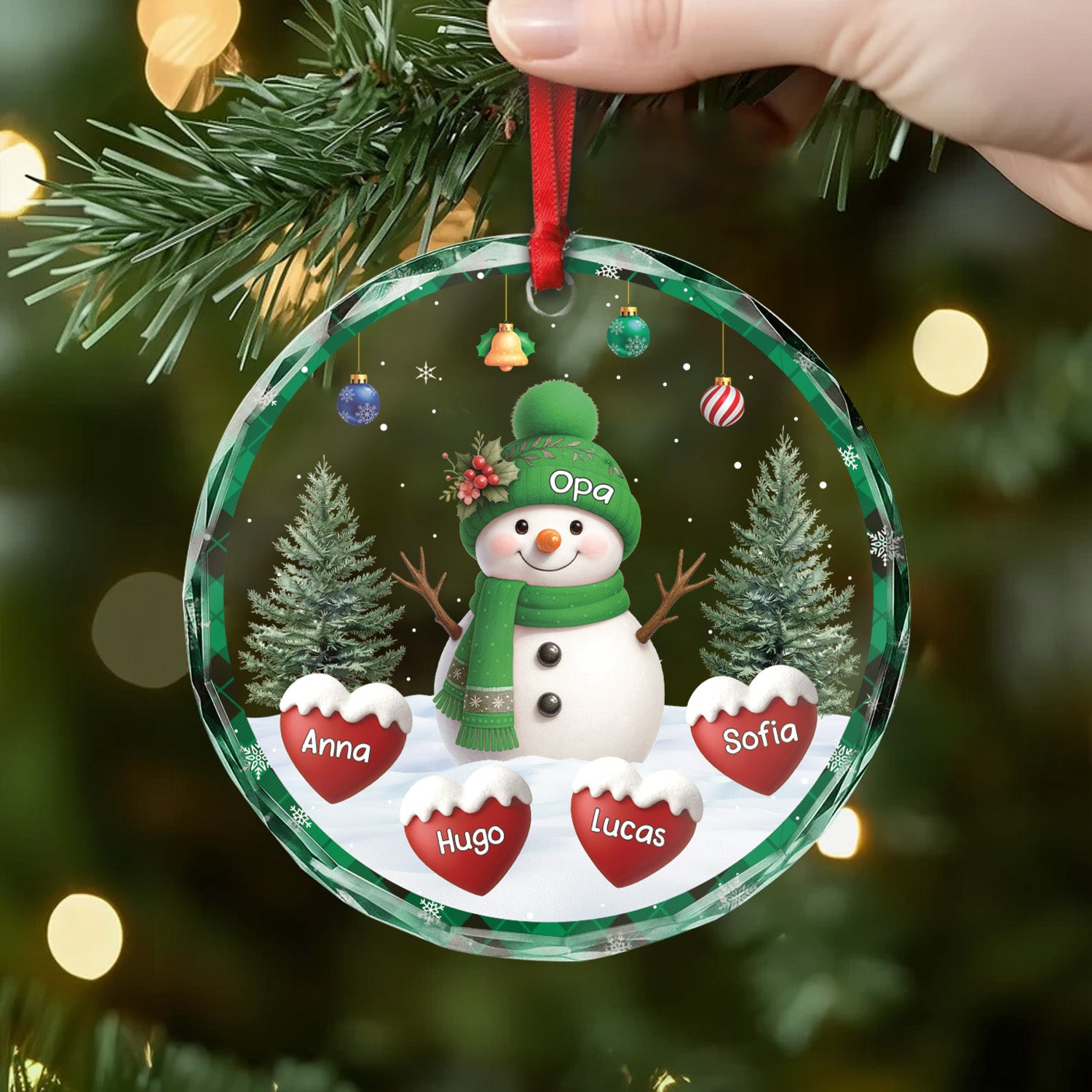 6461OGE2 schneemann mit namen glas weihnachtsschmuck personalisiert oma opa 6461O3PCA