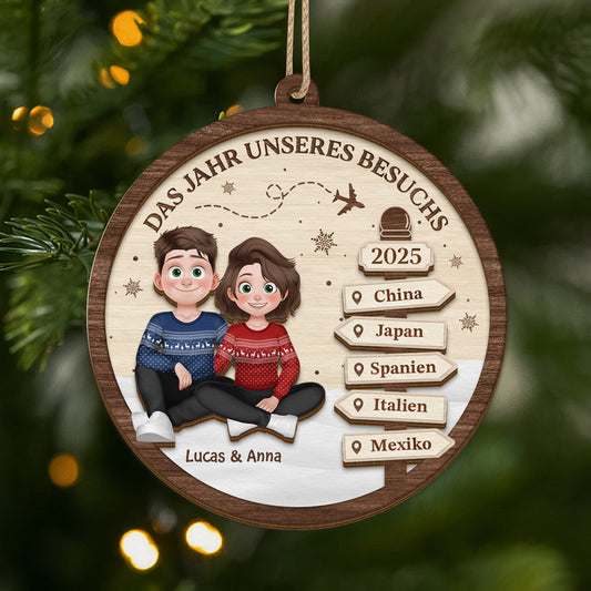 6462OGE1 das jahr unseres besuchs personalisierte 1 schicht holz ornamente paar weihnachten reise 6462O3QZG