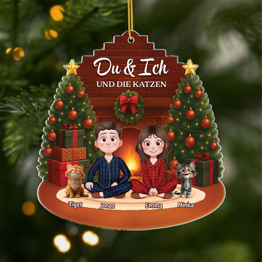 6519OGE1 3d druck effekt du ich und die katzen acryl weihnachtsschmuck personalisiert_ paar 6519OKTND