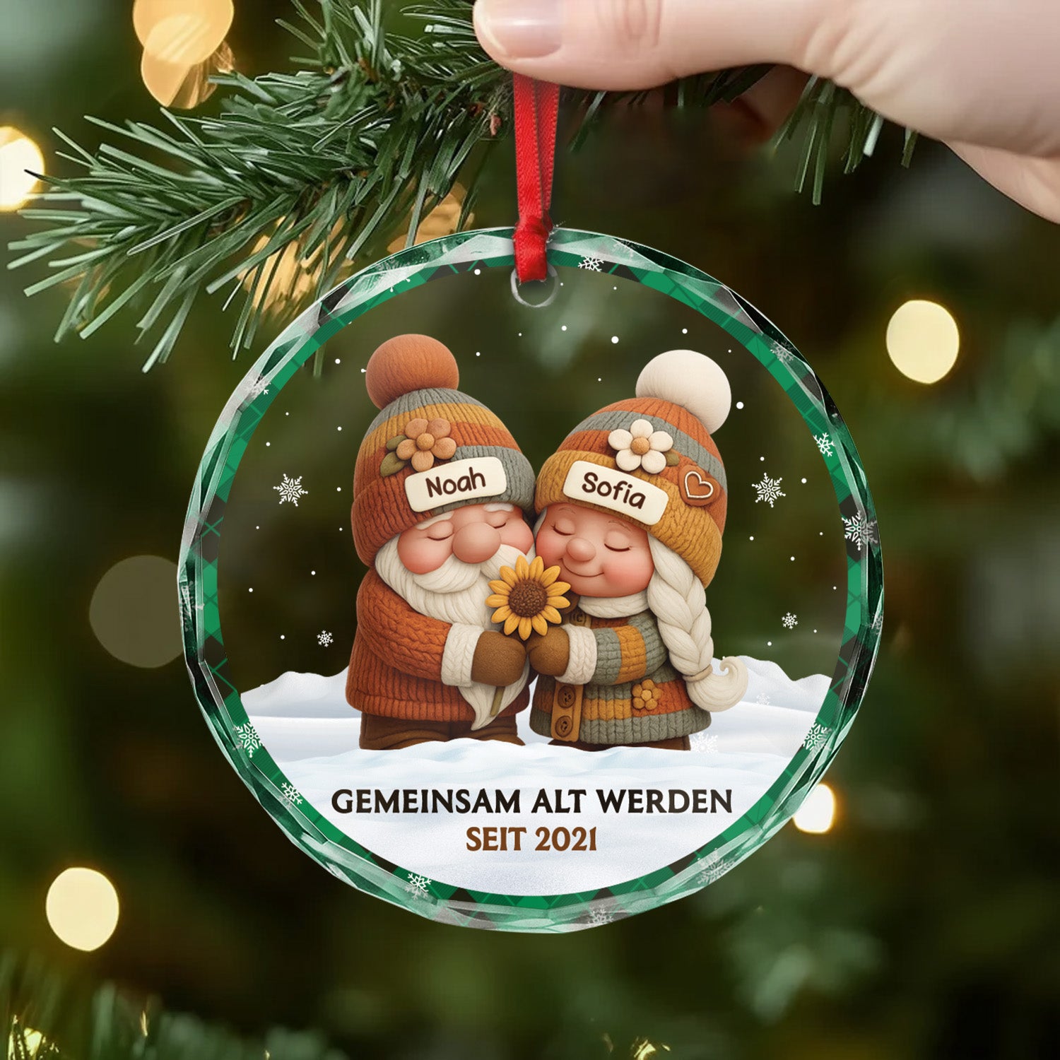 6579OGE2 3d druck effekt gemeinsam alt werden glas weihnachtsschmuck personalisiert paar braun 6579O8L5G